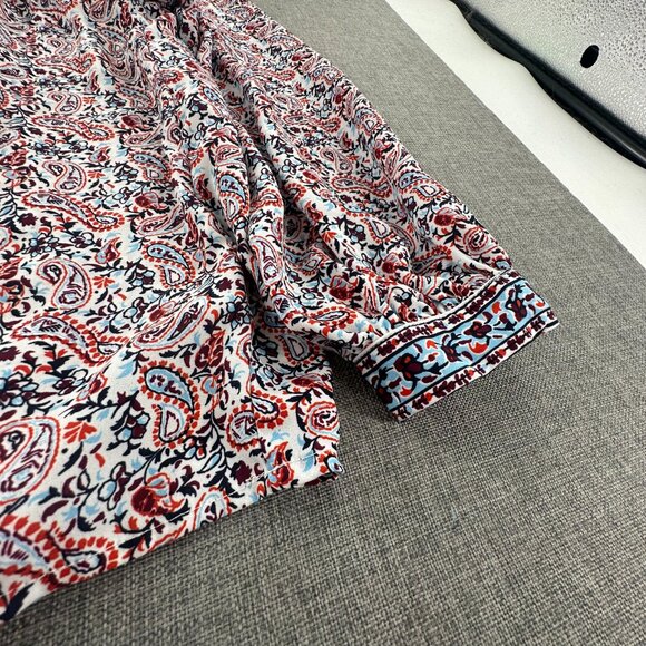 GAP Cottage Core‎ Blouse Long Balloon Sleeve Medium Paisley Top Relaxed Fit - Picture 4 of 11